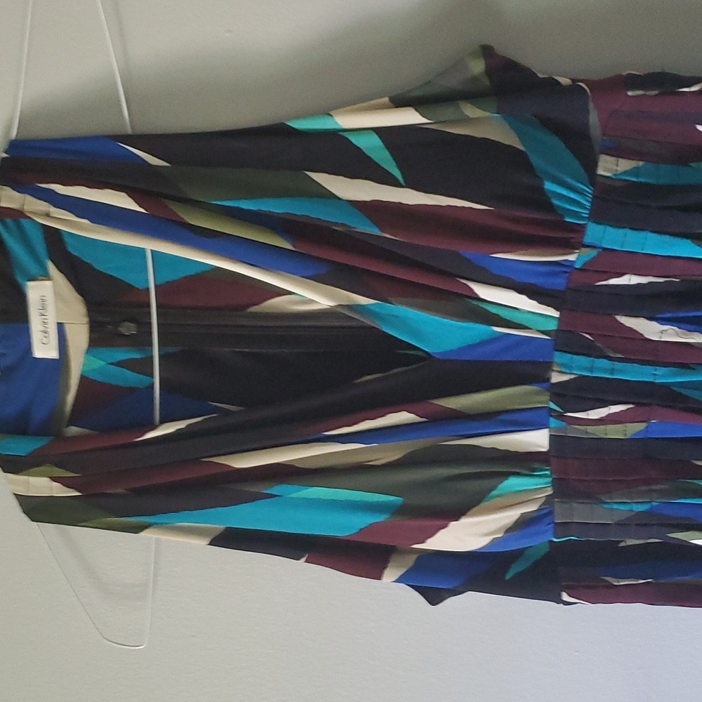Multicolored Calvin Klein halter party dress